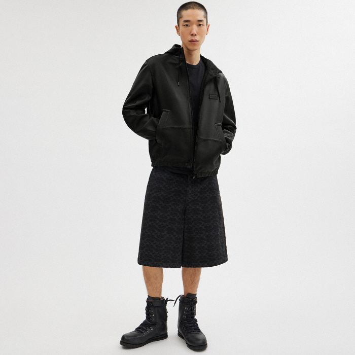 REVERSIBLE LEATHER JACKET IN RECYCLED POLYESTER