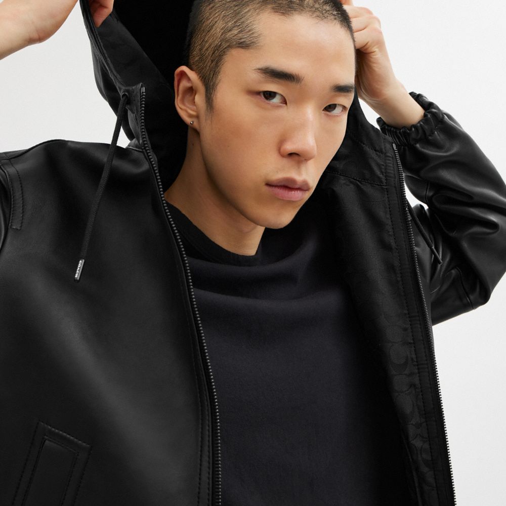 回收聚酯纖維雙面皮革夾克