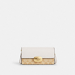 Eliza Small Flap Crossbody In Signature Canvas - CR527 - Gold/Light Khaki Chalk