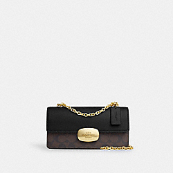 Eliza Flap Crossbody In Signature Canvas - CR528 - Gold/Brown Black