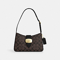 COACH CR532 Eliza Shoulder Bag In Signature Canvas GOLD/BROWN BLACK