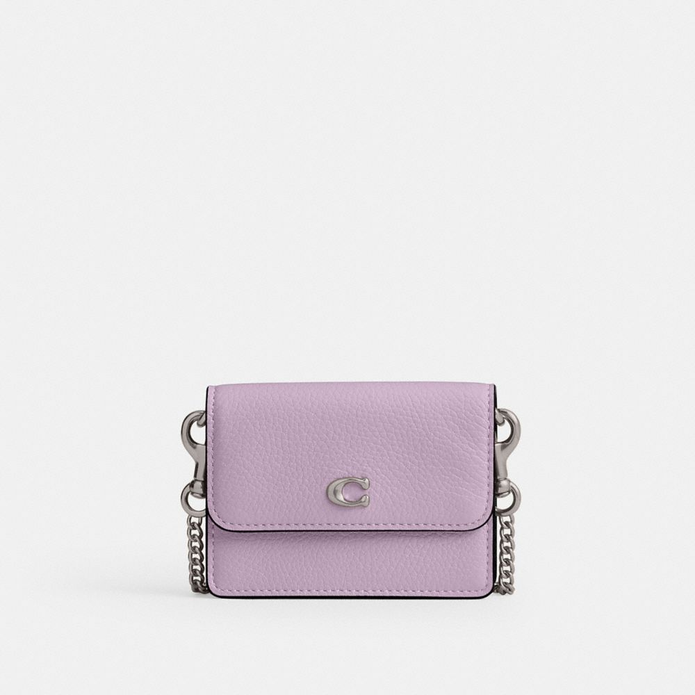 COACH CR538 Essential Half Flap Card Case SILVER/SOFT PURPLE