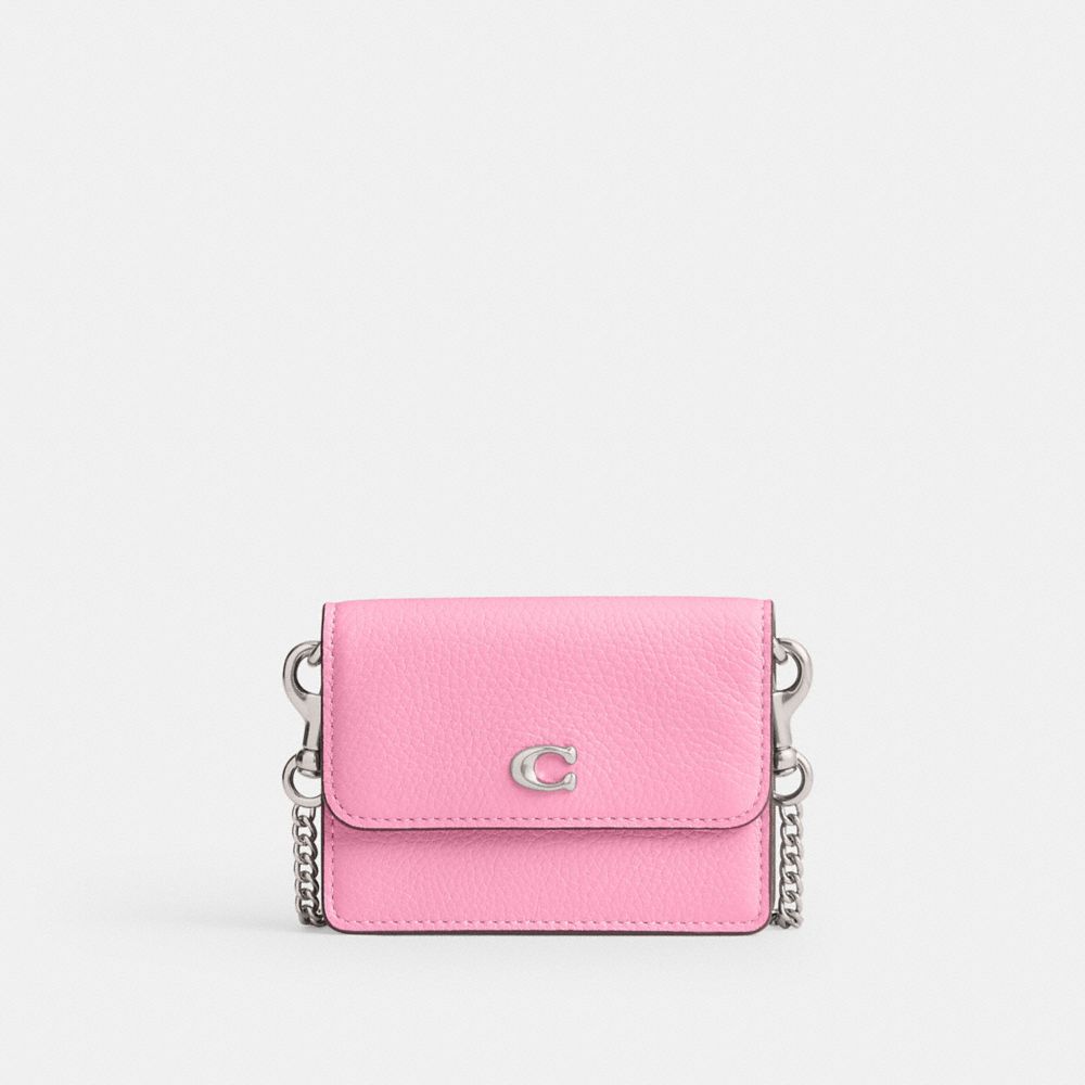 Essential Half Flap Card Case - CR538 - Silver/Vivid Pink