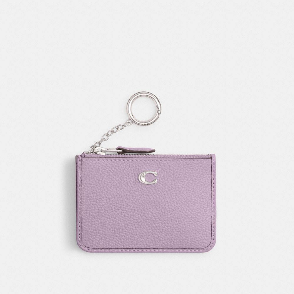 COACH CR550 Essential Mini Id Card Case SILVER/SOFT PURPLE