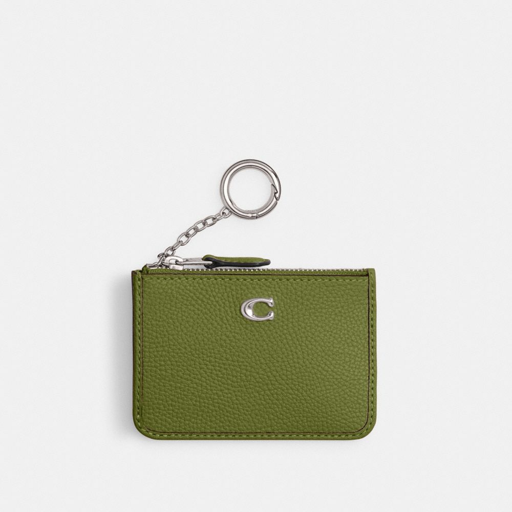 COACH CR550 Essential Mini Id Card Case SILVER/DARK LIME