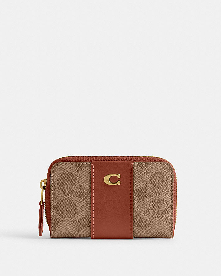 ESSENTIAL SMALL ZIP AROUND CARD CASE IN SIGNATURE CANVAS ESSENTIAL SMALL ZIP AROUND CARD CASE IN SIGNATURE CANVAS