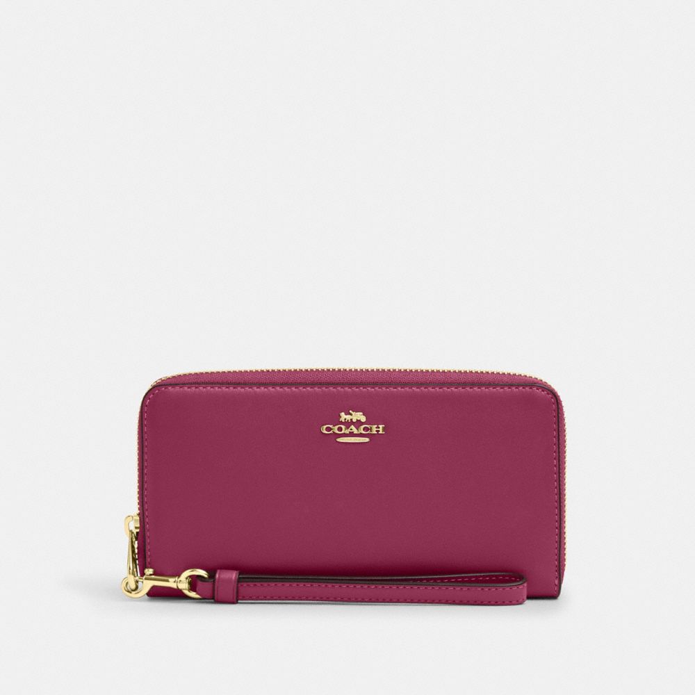 COACH CR623 Long Zip Around Wallet GOLD/PINK