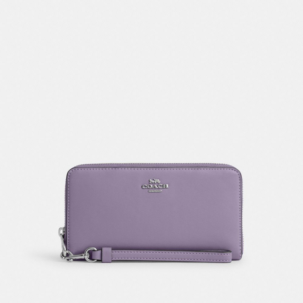 COACH CR623 Long Zip Around Wallet SILVER/LIGHT VIOLET