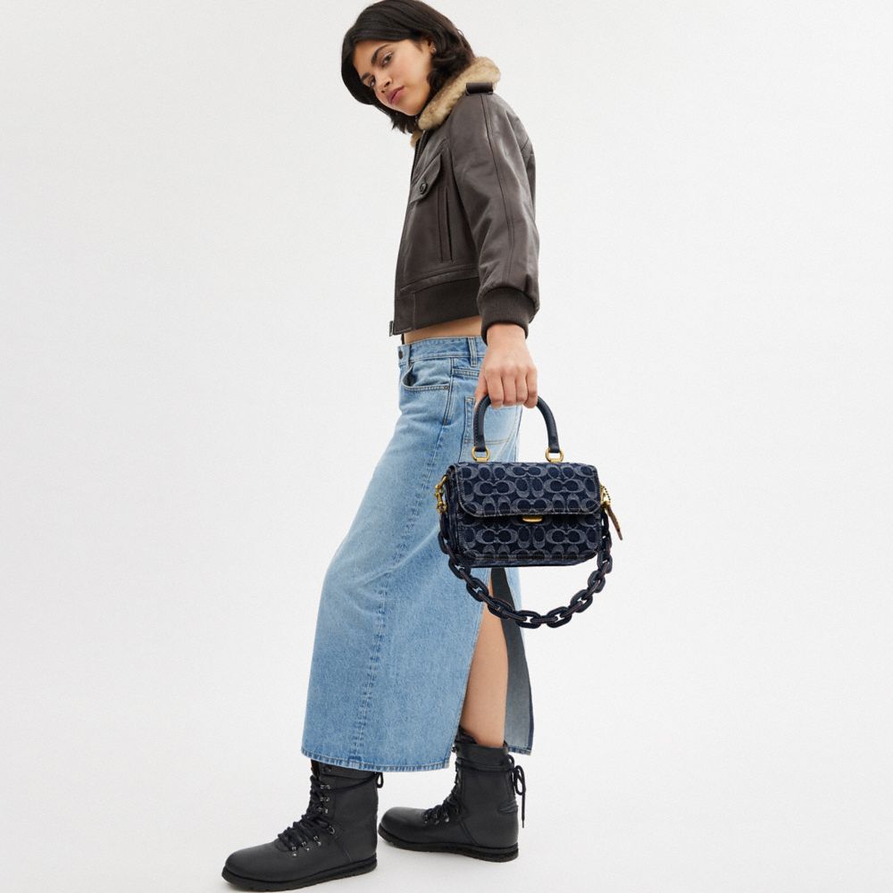 ROGUE 經典 SIGNATURE 丹寧面料頂部提把手袋