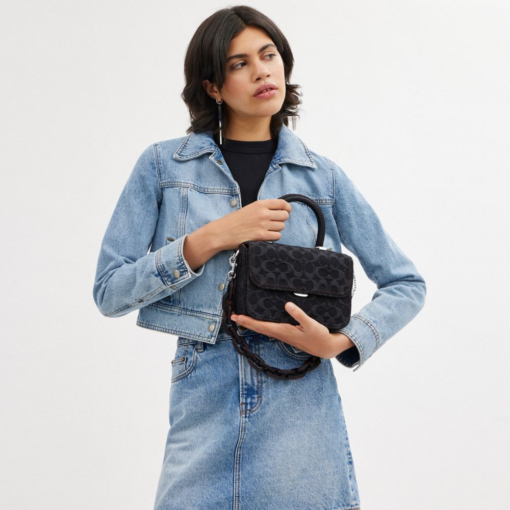 ROGUE 經典 SIGNATURE 丹寧面料頂部提把手袋