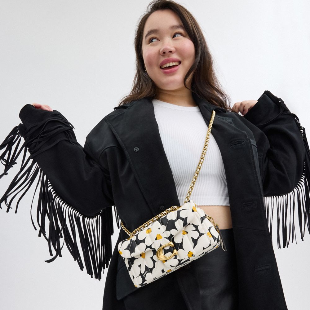 TABBY 20 絎縫花卉印花單肩手袋