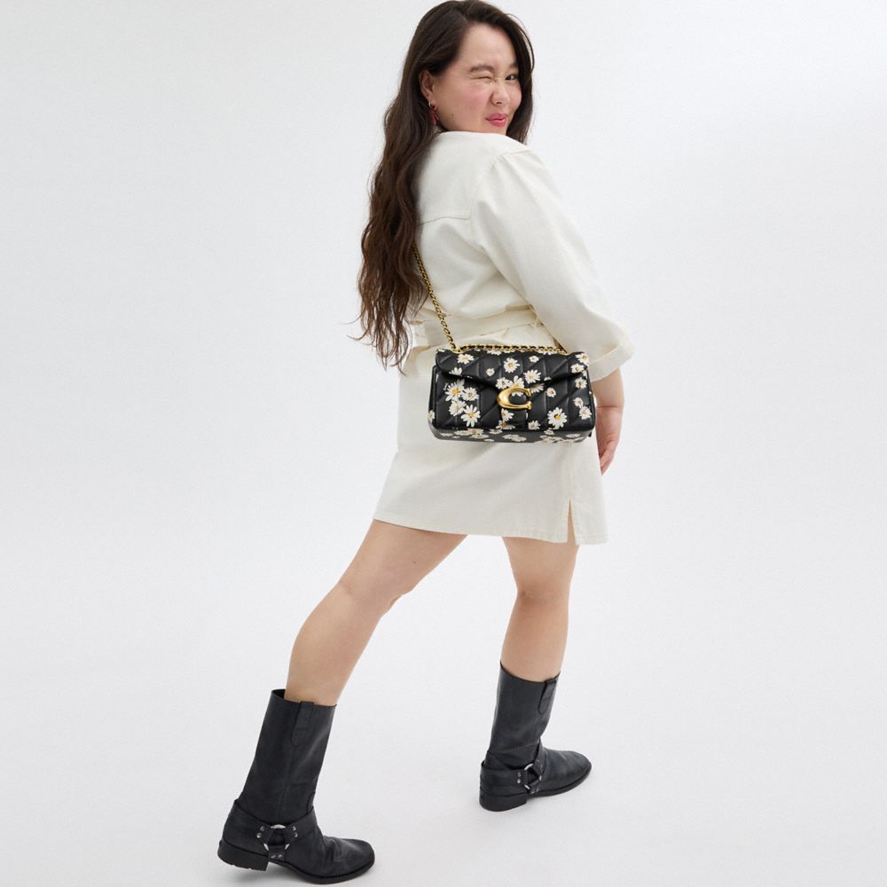 TABBY 26 絎縫花卉印花單肩手袋