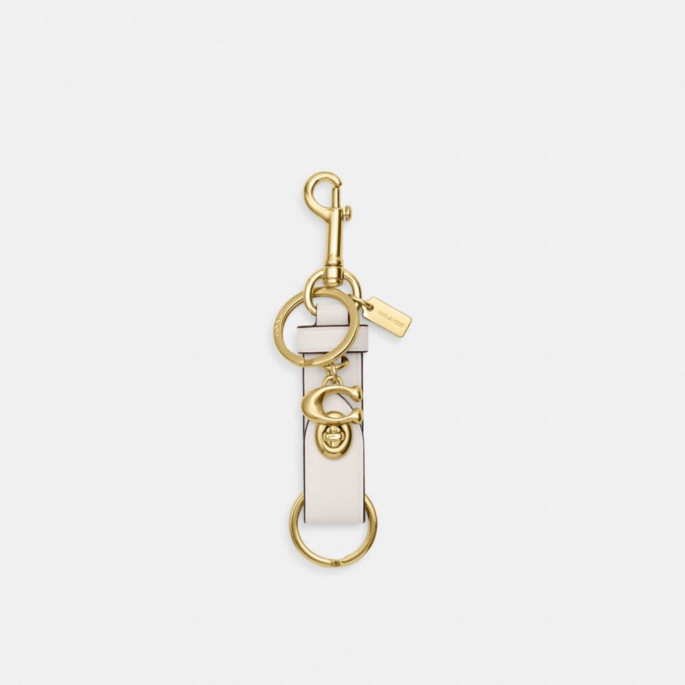 COACH CR727 Trigger Snap Bag Charm GOLD/CHALK