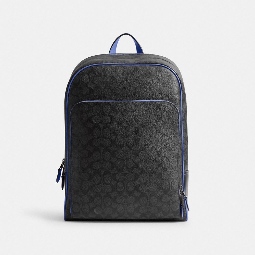 Gotham Backpack In Signature Canvas - CR743 - Charcoal/Blueberry