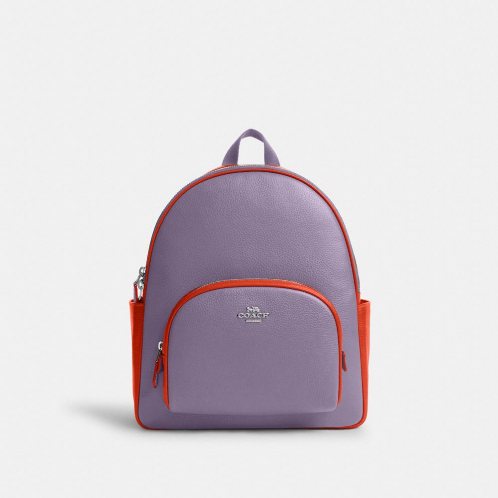Court Backpack In Colorblock - CR768 - Silver/Light Violet/Electric Coral