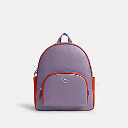 Court Backpack In Colorblock - CR768 - Silver/Light Violet/Electric Coral