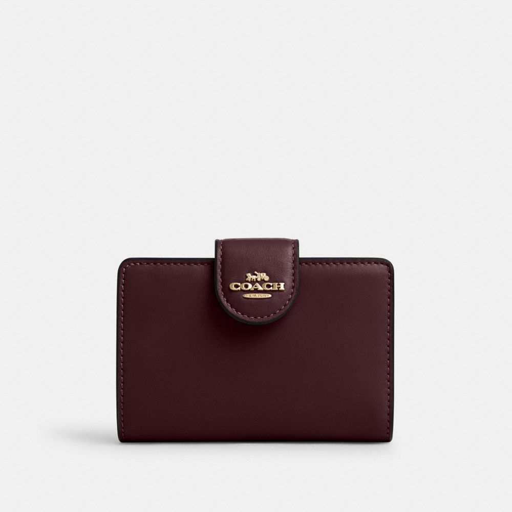 Medium Corner Zip Wallet - CR791 - Gold/Merlot