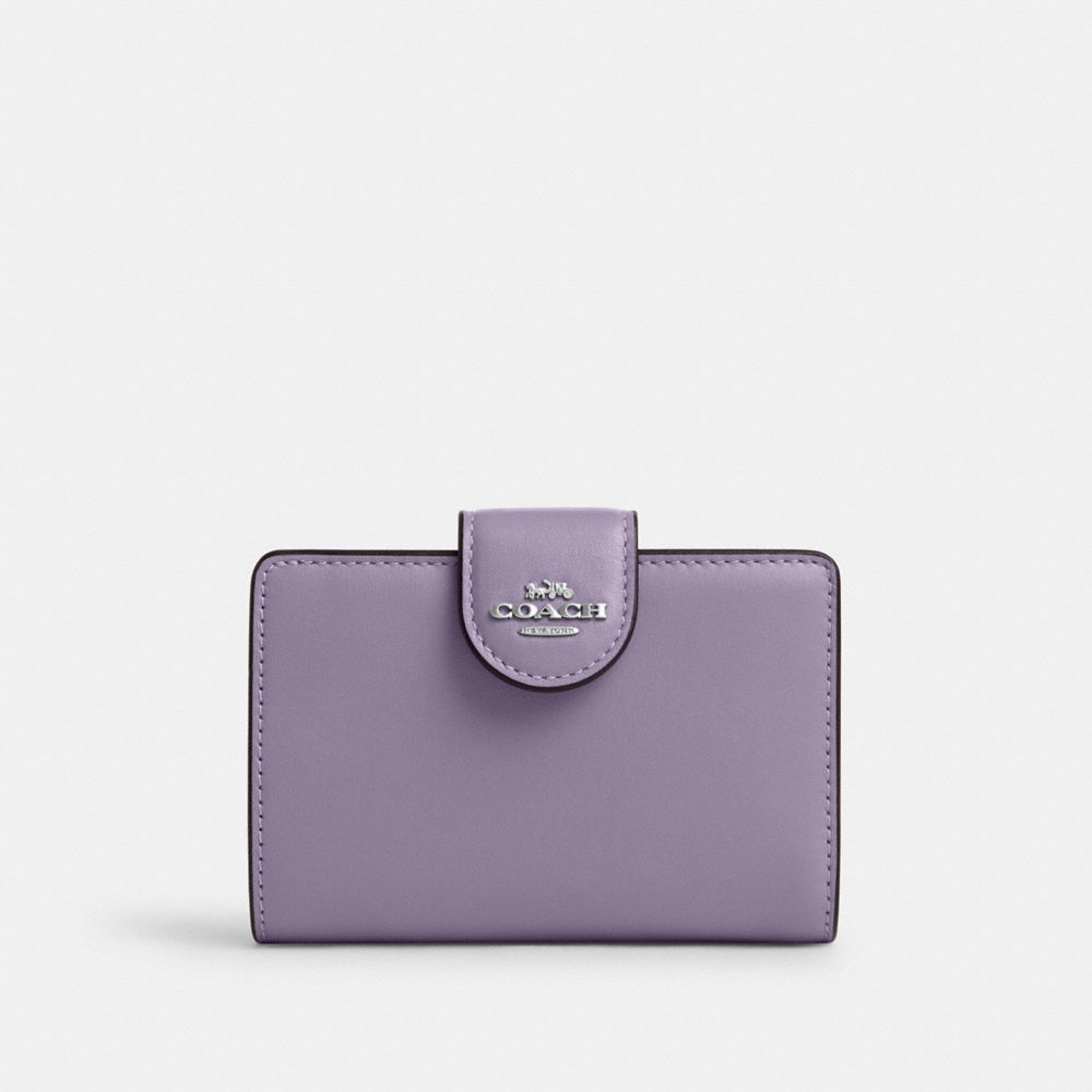 COACH CR791 Medium Corner Zip Wallet Silver/Light Violet