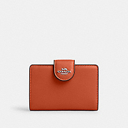 Medium Corner Zip Wallet - CR791 - Silver/Dark Orange