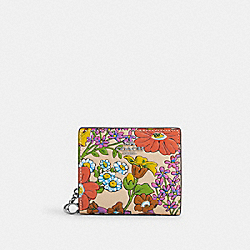 Snap Wallet With Floral Print - CR796 - Silver/Ivory Multi