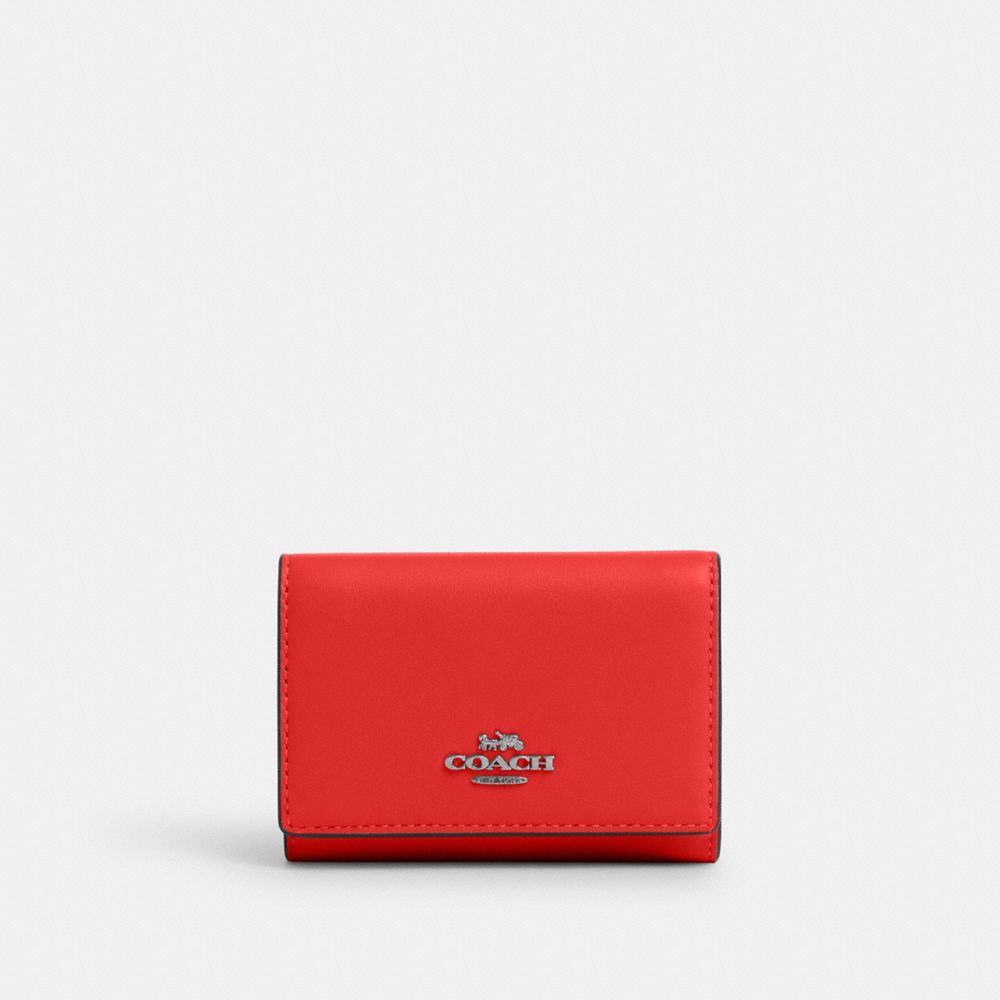 COACH CR799 Micro Wallet SILVER/MIAMI RED