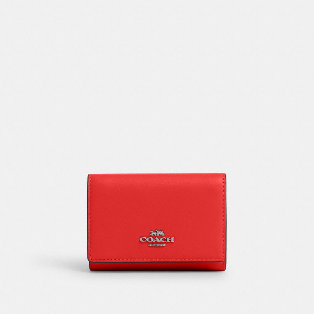 COACH CR799 Micro Wallet Silver/Miami Red