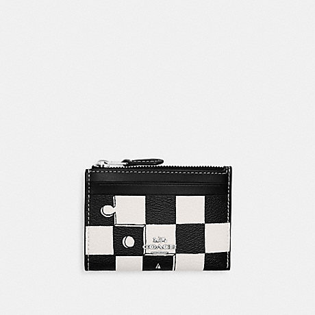 COACH CR825 Mini Skinny Id Case With Checkerboard Print Silver/Black/Chalk