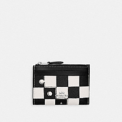 Mini Skinny Id Case With Checkerboard Print - CR825 - Silver/Black/Chalk