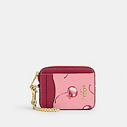Zip Card Case With Cherry Print - CR832 - Im/Flower Pink/Bright Violet