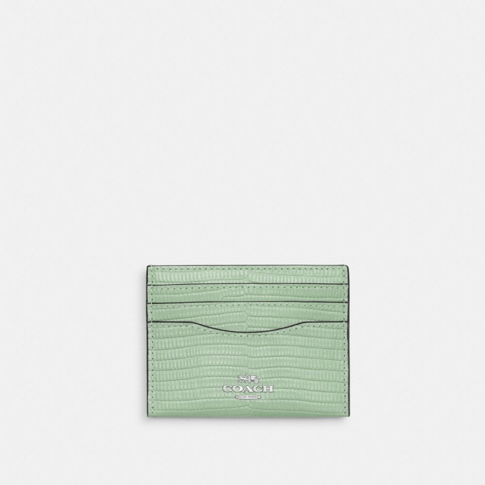 COACH CR844 Slim Id Card Case SILVER/PALE GREEN