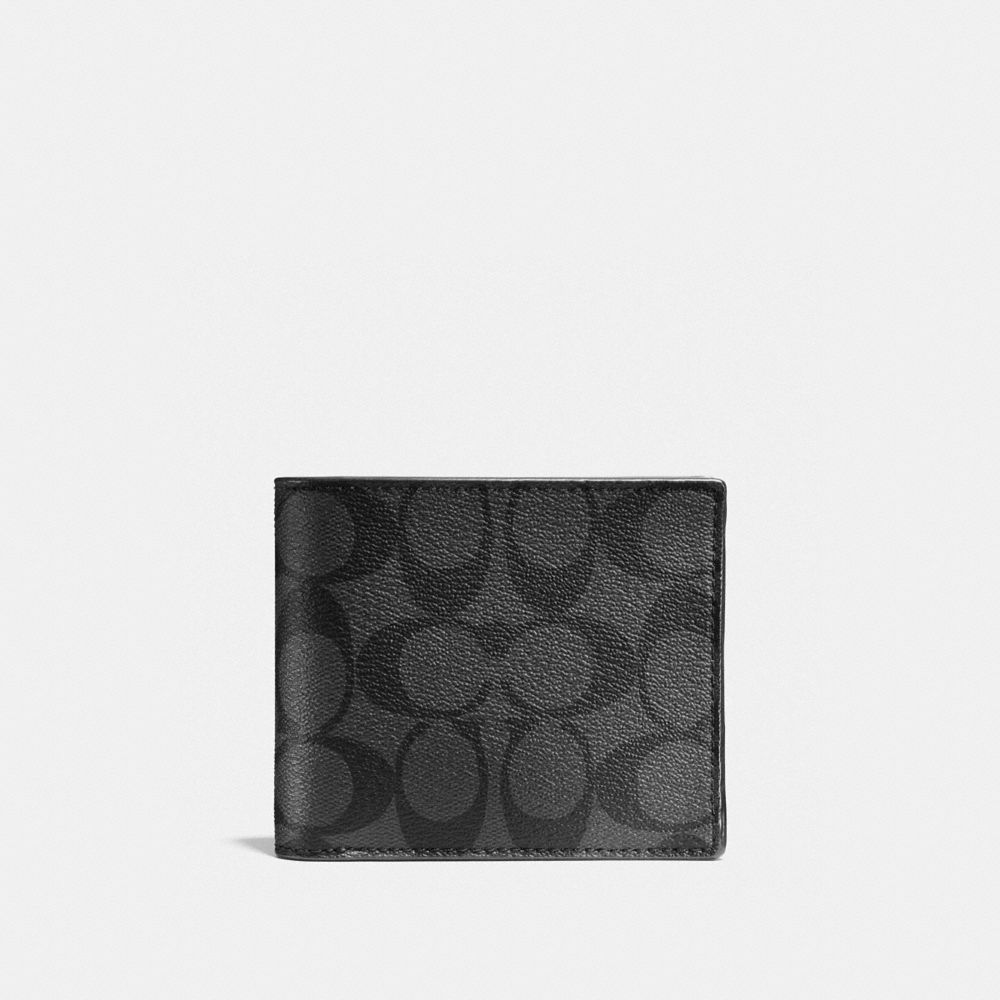 COACH CR905 3 In 1 Wallet In Signature Canvas CHARCOAL/BLACK