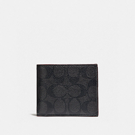 COACH CR905 3 In 1 Wallet In Signature Canvas Black/Black/Oxblood