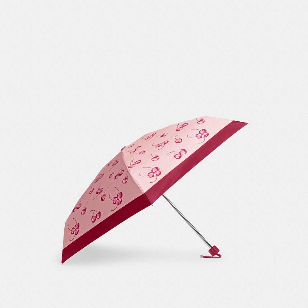 COACH CR909 Mini Umbrella In Cherry Print Im/Flower Pink/Bright Violet