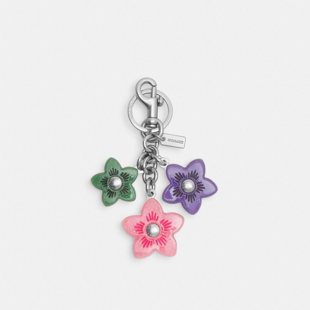 Wildflower Cluster Bag Charm - CR924 - Silver/Flower Pink Multi