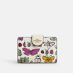 Medium Corner Zip Wallet With Creature Print - CR936 - Gold/Chalk Multi