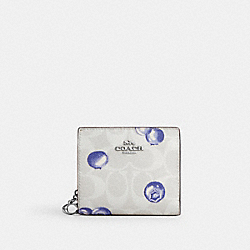 Snap Wallet In Signature Canvas With Blueberry Print - CR941 - Silver/Chalk/Light Violet
