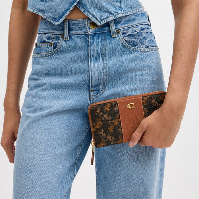 ACCORDION ZIP WALLET WITH HORSE AND CARRIAGE PRINT