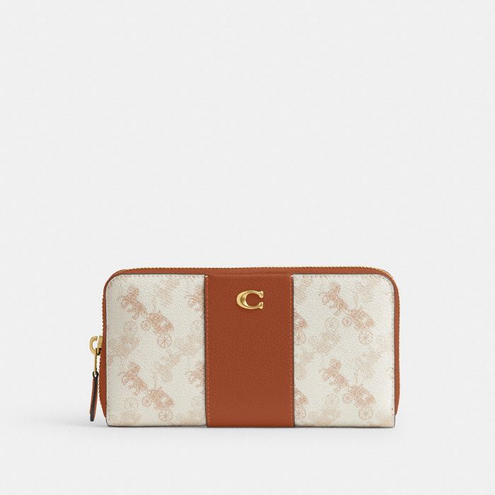 ACCORDION ZIP WALLET WITH HORSE AND CARRIAGE PRINT