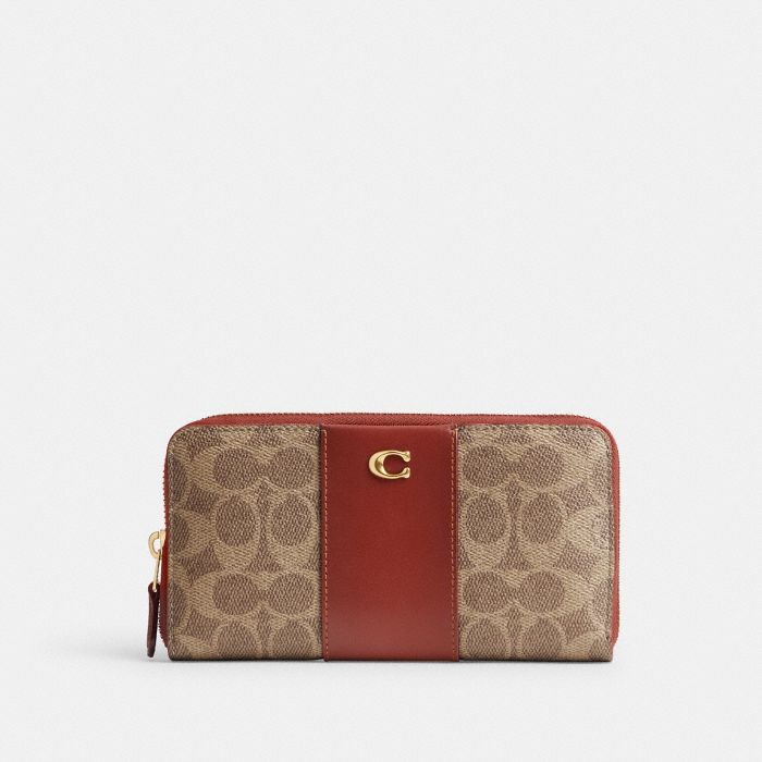 ACCORDION ZIP WALLET IN COLORBLOCK SIGNATURE CANVAS