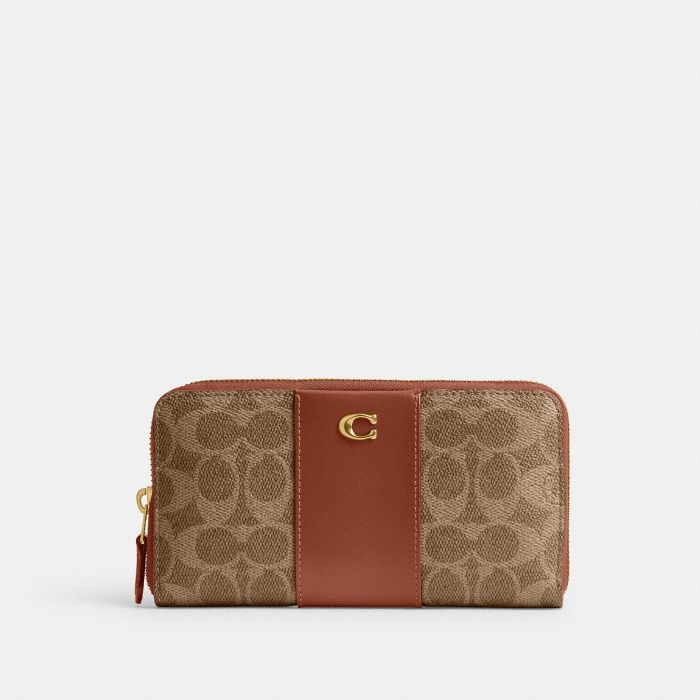 ACCORDION ZIP WALLET IN COLORBLOCK SIGNATURE CANVAS