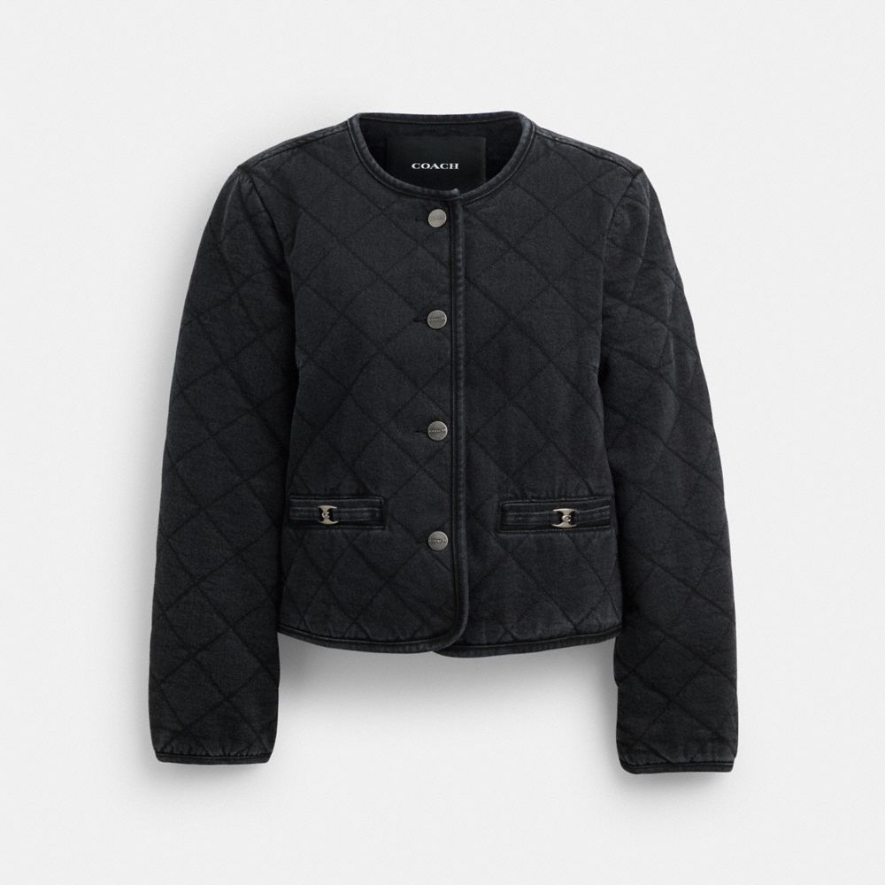 HERITAGE C QUILTED DENIM JACKET IN ORGANIC COTTON