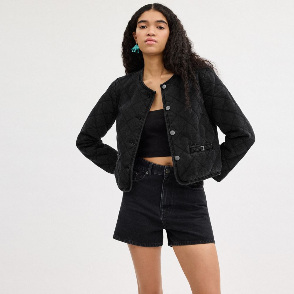 HERITAGE C QUILTED DENIM JACKET IN ORGANIC COTTON