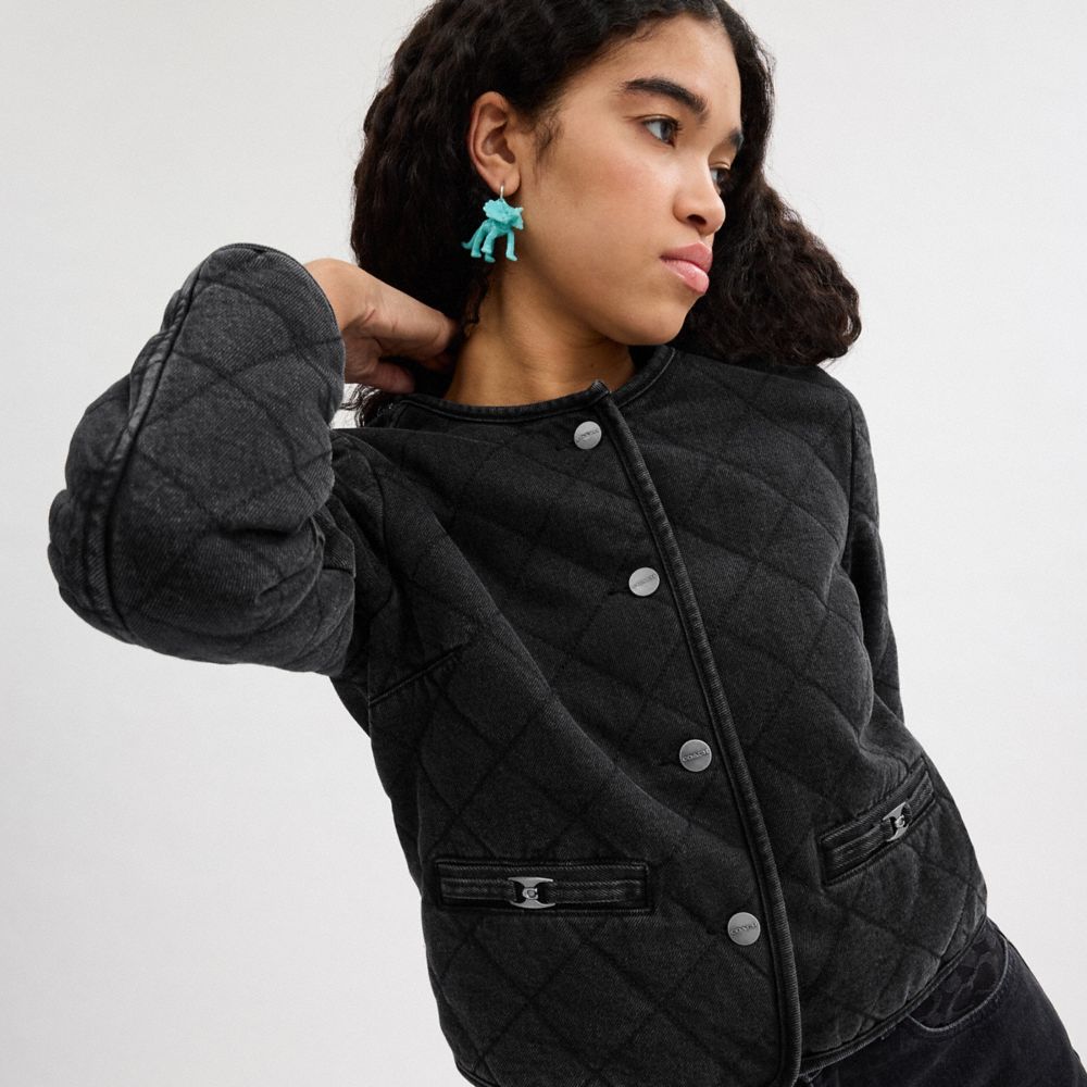 HERITAGE C QUILTED DENIM JACKET IN ORGANIC COTTON