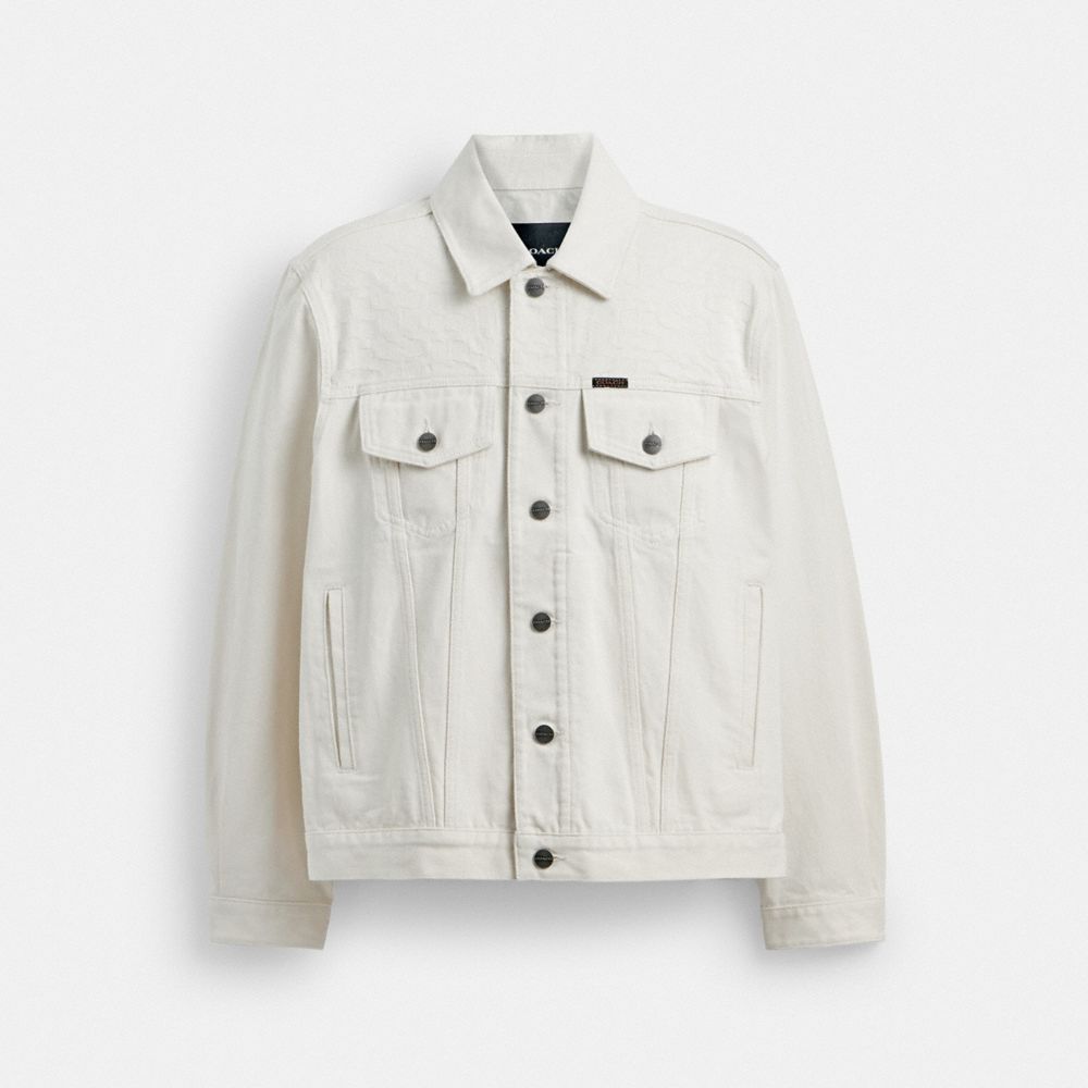 WHITE DENIM TRUCKER IN ORGANIC COTTON