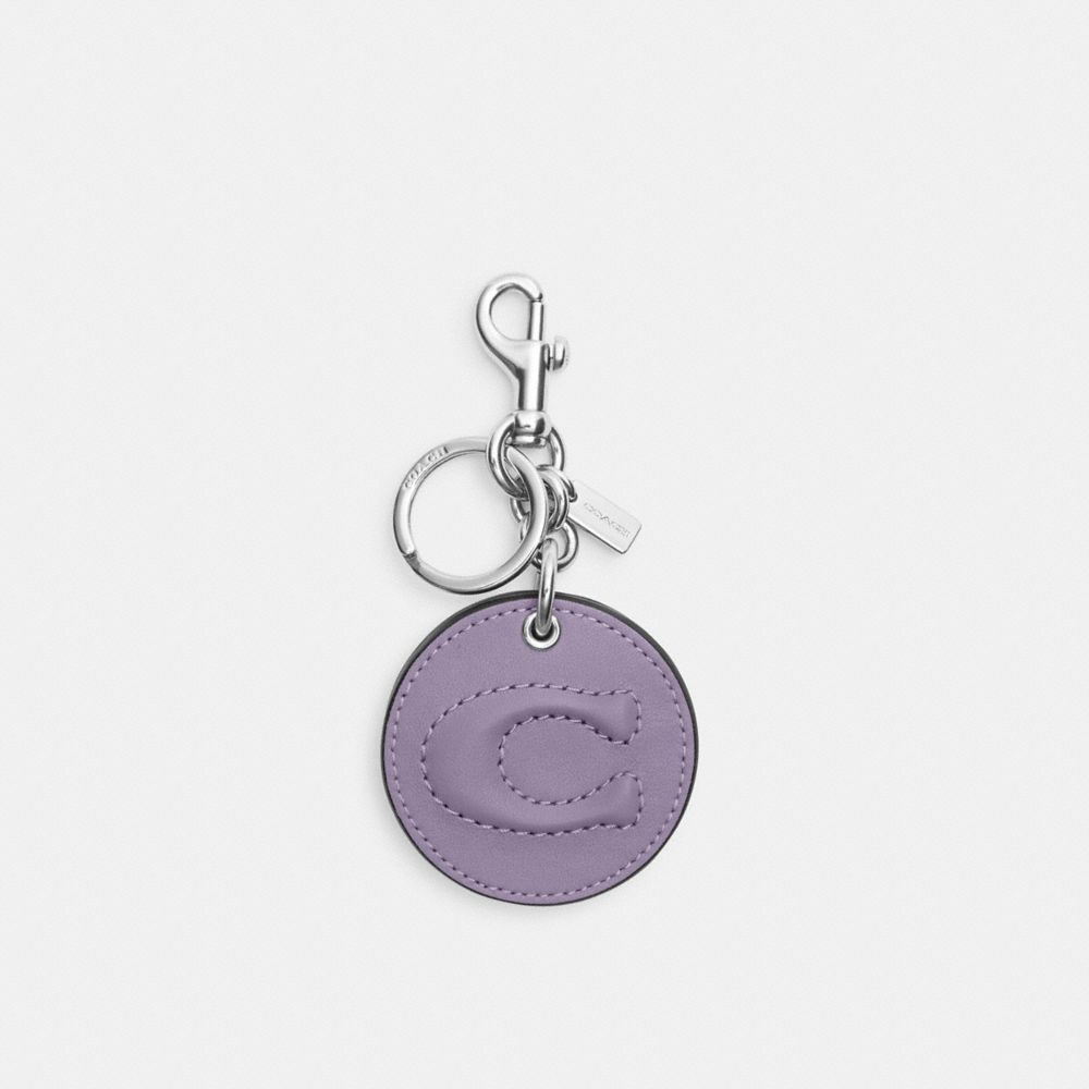 COACH CS060 Mirror Bag Charm With Signature SILVER/LIGHT VIOLET