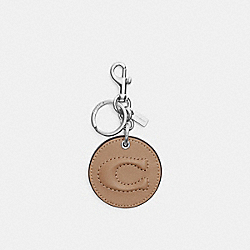 Mirror Bag Charm With Signature - CS060 - Silver/Taupe