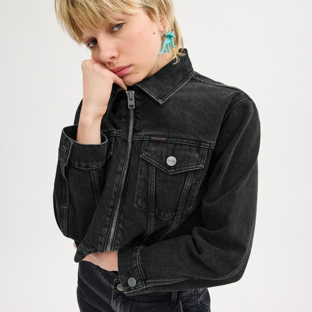 DENIM CROP JACKET IN ORGANIC COTTON