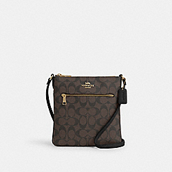 Mini Rowan File Bag In Signature Canvas - CS182 - Gold/Brown Black