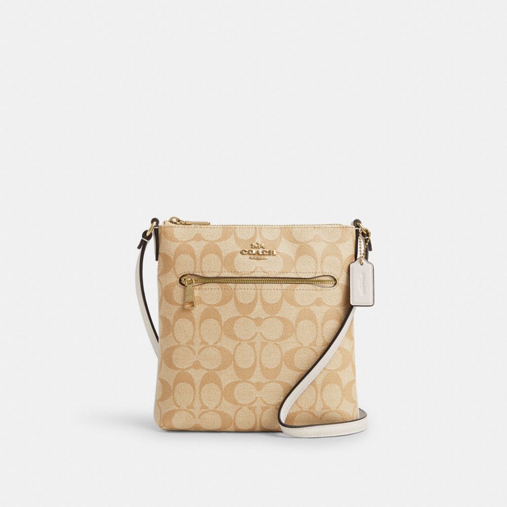 COACH CS182 Mini Rowan File Bag In Signature Canvas GOLD/LIGHT KHAKI CHALK