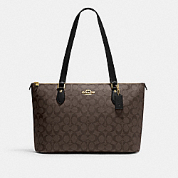 COACH CS187 Gallery Tote Bag In Signature Canvas GOLD/BROWN BLACK